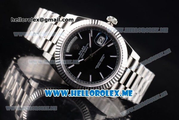 Rolex Day-Date Asia 2813 Automatic Stainless Steel Case/Bracelet with Black Dial and Stick Markers (BP) - Click Image to Close